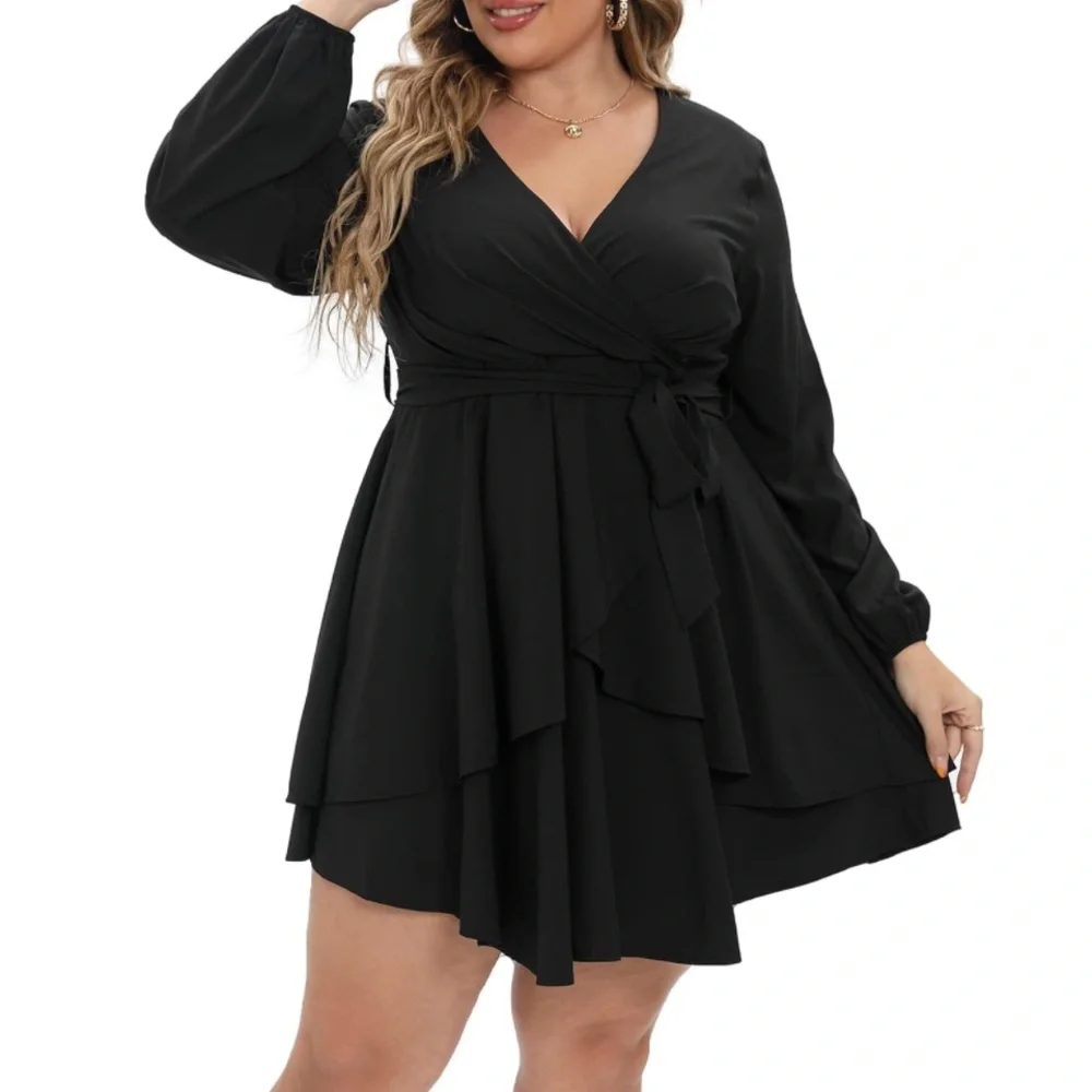 Gocolloa Long Sleeve Women’s Mini Dress Black 20W - Picture 1 of 16